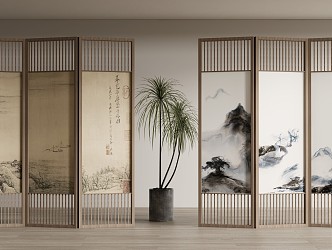 new chinese style screen 3d model