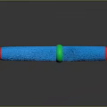 Blue Structure With Red Ends And Green Central Ring On Dark Surface