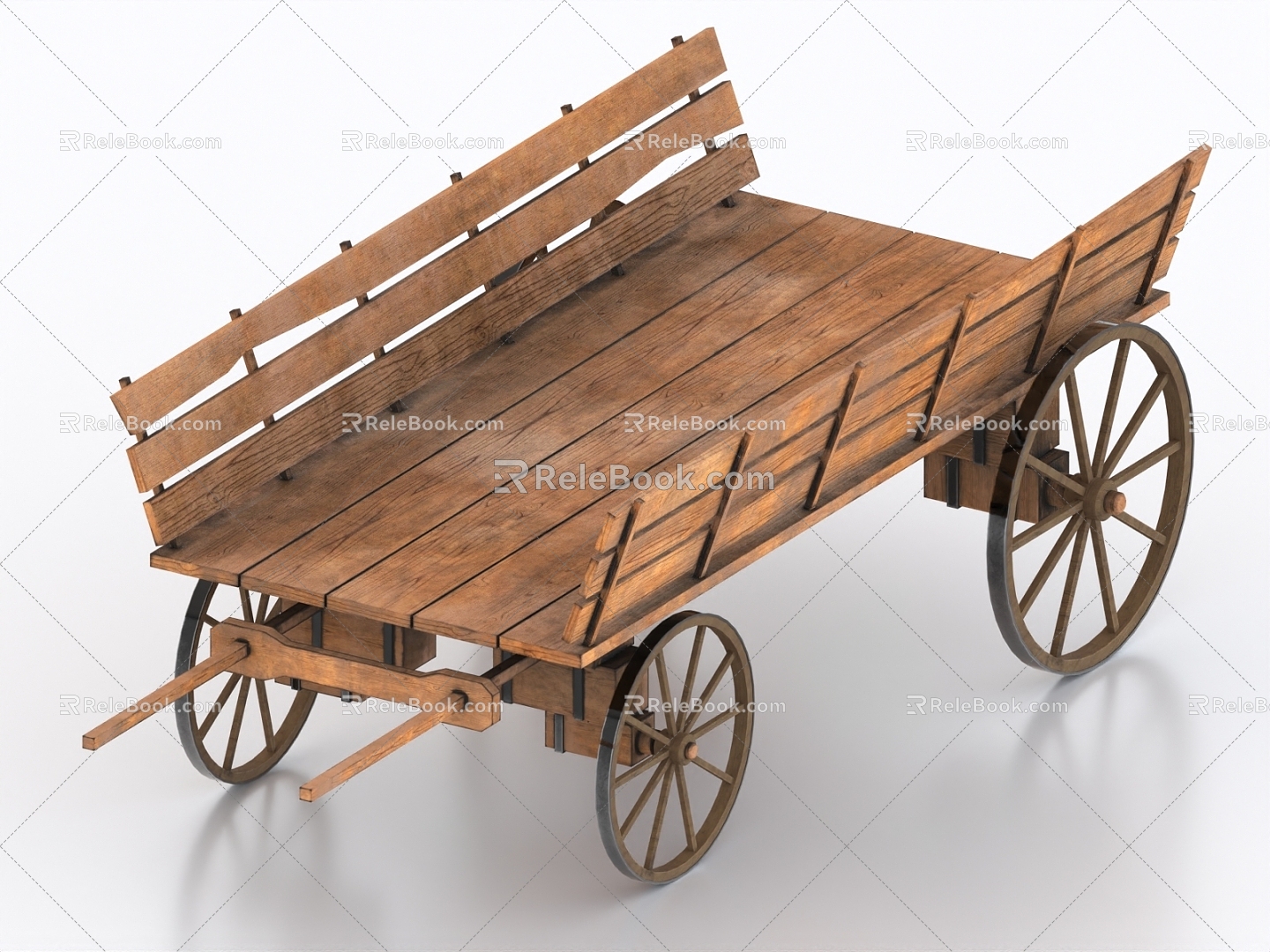 Ancient Carriage Plank Car Retro Cart Cart Cart 3d model