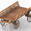 Ancient Carriage Plank Car Retro Cart Cart Cart 3d model