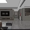 Modern Minimalist Living Dining Room Open Concept With Marble Floor Gray Tone Sofa And Artwork