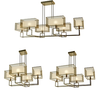 New Chinese-style metal multi-head chandelier ceiling lamp 3d model