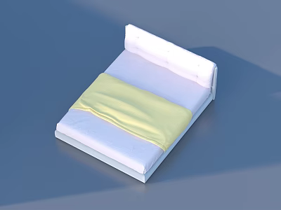 Comfortable White Bed With Yellow Blanket And Soft Headboard For Bedroom 3d model