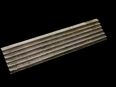 Ribbed Stone Stair Tread Featuring Durable Surface For Modern Construction 3d model