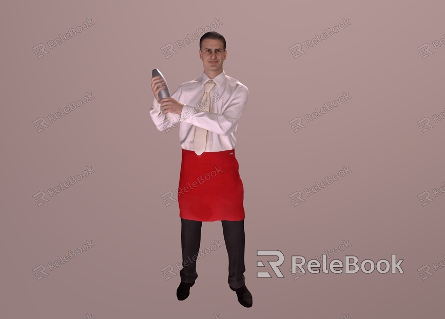 Male Waiter in Western Restaurant model