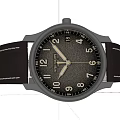 Classic Wrist Watch with Brown Leather Strap Black Dial and Stainless Steel Case