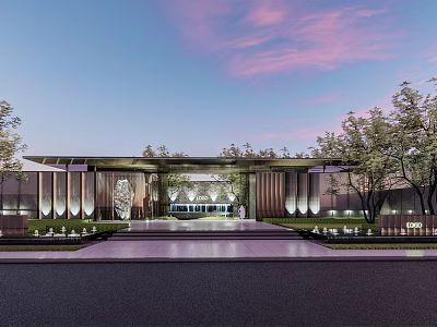 Modern Feature Wall Design With Architectural Lighting Greenery And Entrance Area 3d model