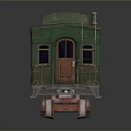 Vintage Green Train Carriage Model With Multiple Windows And Red Wheels