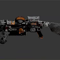 Sci Fi Metallic Weapon With Orange Red Components Scope And Complex Design 3d model
