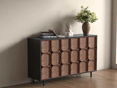 Middle Ancient Vintage Entrance Cabinet End View Cabinet Entrance Cabinet Low Cabinet Side Cabinet Potted Plant 3d model