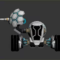 White Sci Fi Robotic Explorer With Sensor Antenna And Spherical Mechanical Creature