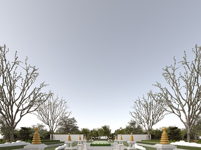 Southeast Asia Park Landscape Pillar Landscape Tree 3d model