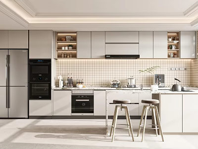 modern kitchen cream kitchen 3d model