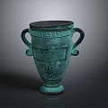 Decorative Bronze Vase With Two Handles Black Lid And Intricate Carved Patterns