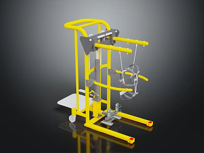 Yellow Metal Frame Sports Training Equipment With Wheels And Handle For Fitness 3d model