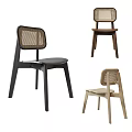 Modern Leisure Chair With Woven Backrest Wooden Frame And Minimalist Design Style