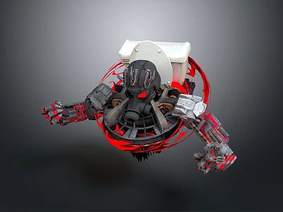 Game Movie Mechanical Character With Red And Black Accents Metallic Texture And Mechanical Arms 3d model