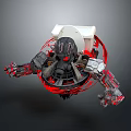 Game Movie Mechanical Character With Red And Black Accents Metallic Texture And Mechanical Arms