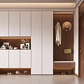 Modern Minimalist Entryway Shoe Cabinet With Hanging Area Open Shelves And Padded Shoe Bench