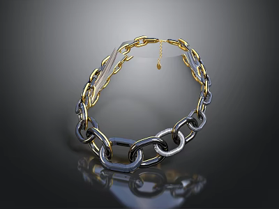 Stylish Gold And Silver Metal Chain Bracelet With Link Design For Daily Use 3d model