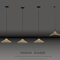 Medieval Droplight Design With Four Hanging Pendant Lights For Interior Decor 3d model