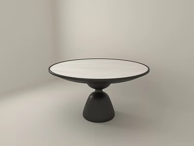 Modern Minimalist Round Dining Table With Light Colored Tabletop And Black Base 3d model