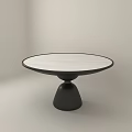 Modern Minimalist Round Dining Table With Light Colored Tabletop And Black Base 3d model