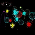Colorful Fireworks Display With Various Shapes And Bright Colors In Night Sky