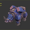 Futuristic Blue Armored Mechanical Rhino With Detailed Design And Red Lights