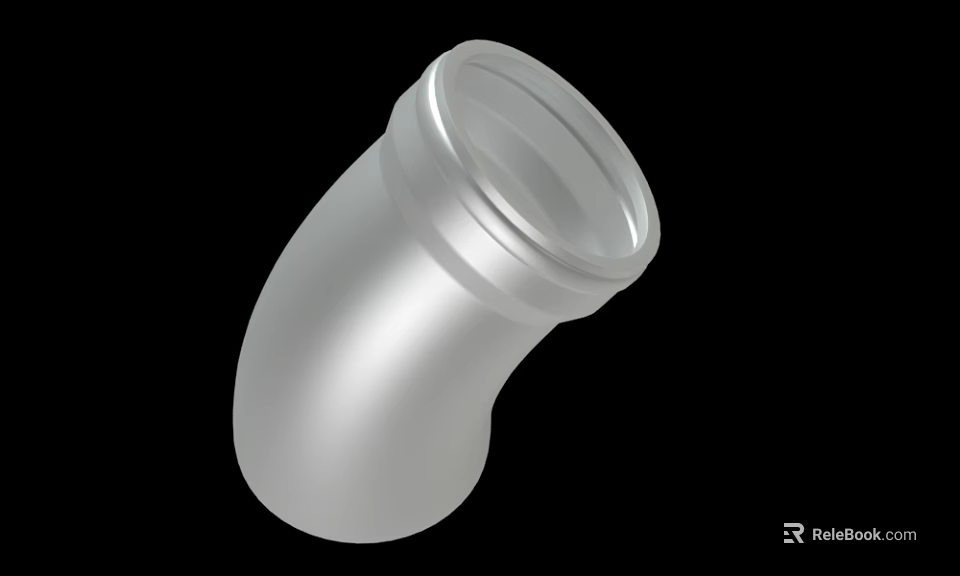 Silver Stainless Steel Elbow Pipe Fitting With Smooth Surface And End Connections 3d model 