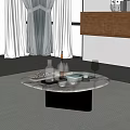 Elegant Modern Kitchen Interior With Marble Coffee Table And Wine Accessories