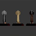 Collectible Revolvers Display With Silver Gold Black Finishes And Wooden Stands