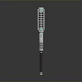 Futuristic Long Rod Weapon With Silver Blue Accents And Carbon Fiber Grip