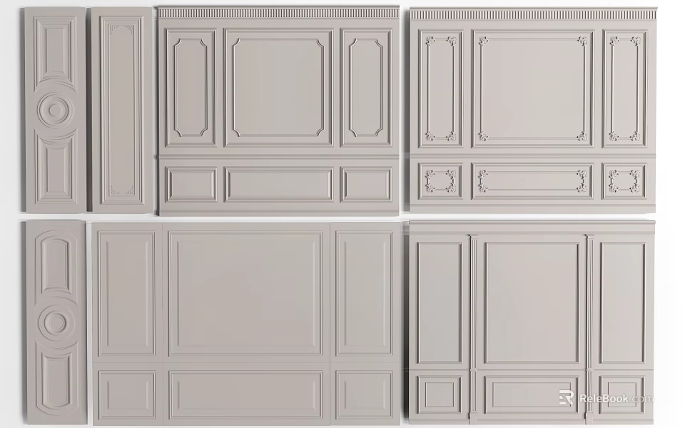 Gypsum Molding Wall Panels with Various Design Styles for Interior Decoration 3d model 