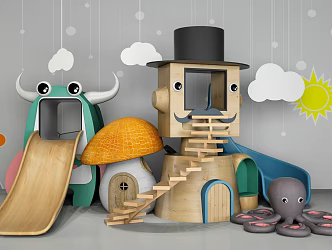 Modern slide children's toy facilities 3d model