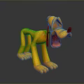 Game And Movie Character Yellow Cartoon Dog 3D Model With Open Mouth And Long Ears