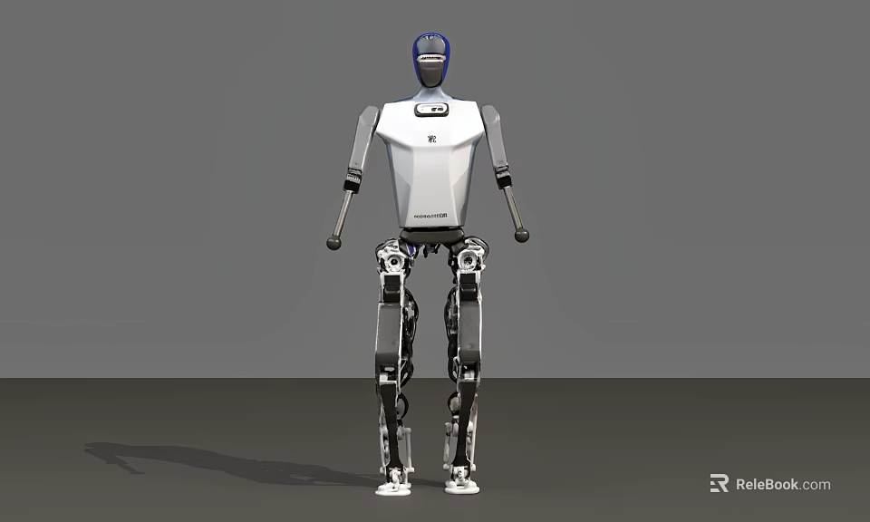 Intelligent Humanoid Robot with White Body Blue Head and Mechanical Limbs Design 3d model 