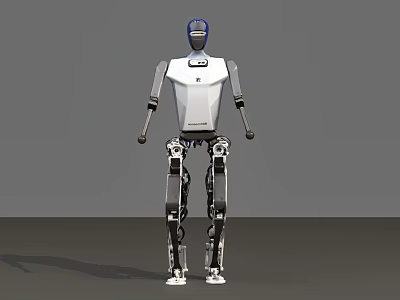 Intelligent Humanoid Robot with White Body Blue Head and Mechanical Limbs Design 3d model