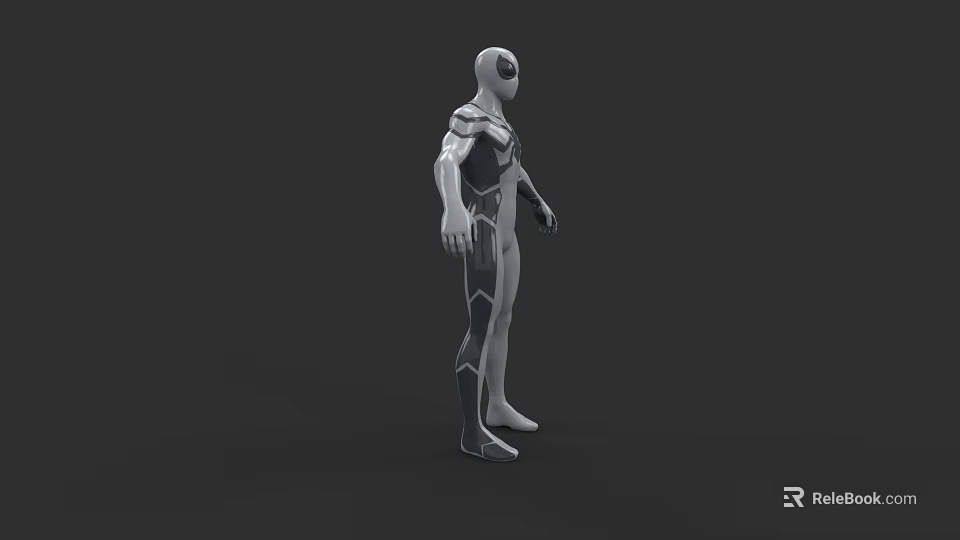 3D Spider Man Game And Movie Character In White Black Suit Standing Pose 3d model 