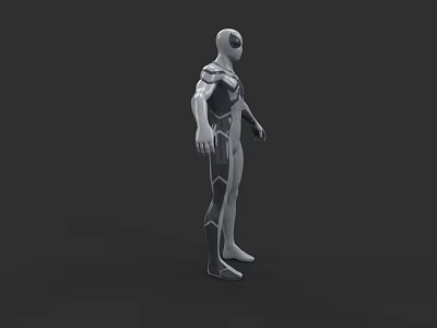 3D Spider Man Game And Movie Character In White Black Suit Standing Pose 3d model