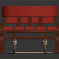 Red Wooden Sled Design With Curved Handles And Rope Attachment