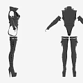 Black Leather Clothes with Futuristic Strap Design High Boots Gloves and Detailed Functional Style