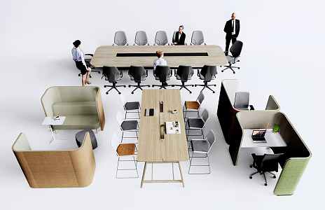Modern Office Desk and Chair Office Desk and Chair Office Card Seat Conference Table 3d model