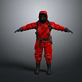 Red Protective Coverall With Full Body Safety Gear Gas Mask And Boots