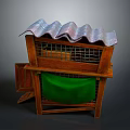 Chicken Coop Featuring Wooden Frame Corrugated Metal Roof Green Cloth And Side Door