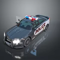 Sleek Police Car With Flashing Lights Modern Design And Reflective Surface