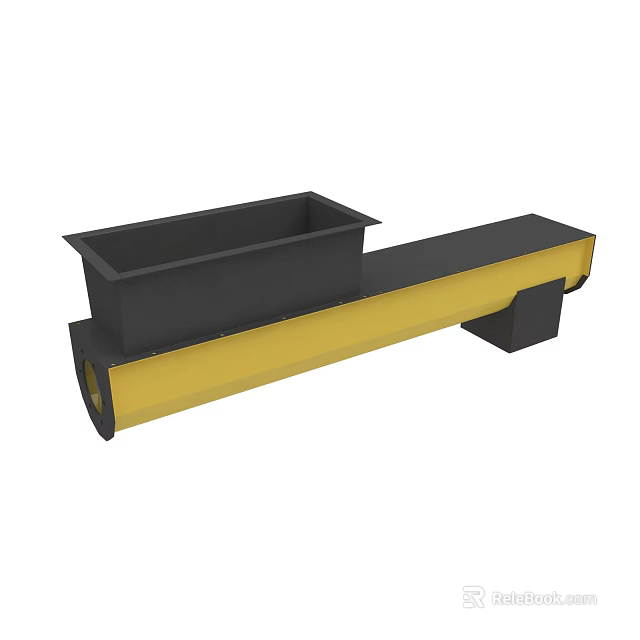 Sturdy Industrial Mechanical Equipment With Long Yellow Base And Black Rectangular Container 3d model 