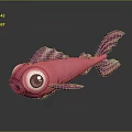 Vibrant Pink Aquatic Fish With Big Eyes Purple Fins And Tail