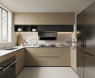 Modern Kitchen Cabinet Hanging Cabinet Kitchen Supplies Range Hood Oven 3d model