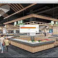Supermarket Vegetable Section With Shoppers Wooden Stalls And Fresh Produce Display Bright Interior